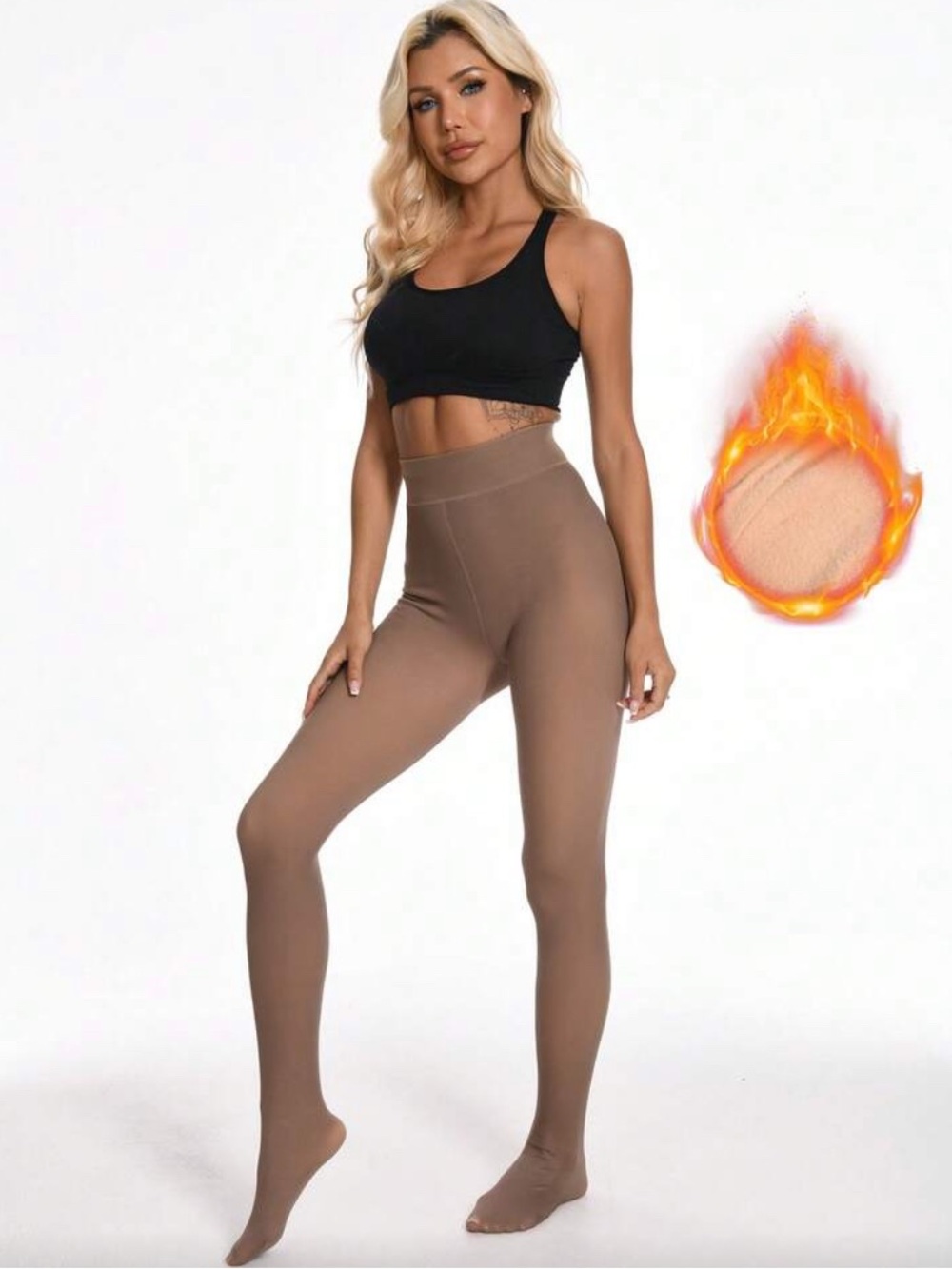 High-Waist Taupe Footed Tights